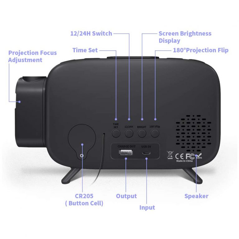 Alarm Clock Projection Clock Digital with Power Adapter and Brightness